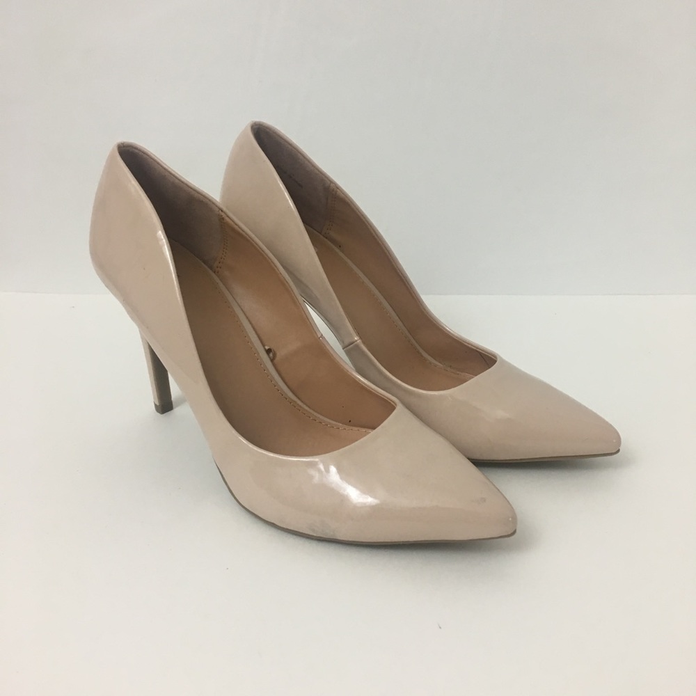 NY&Co nude patent heels pointed toe Sz 11